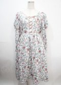axes femme Nostalgic / ボタニカル柄レースアップワンピース M 生成り Y-25-04-03-135-LO-OP-SZ-ZY