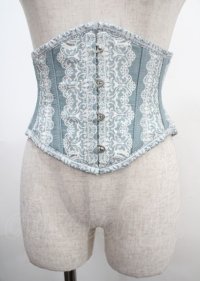 abilletage / /レースプリントミニコルセット  ブルーグレー Y-25-04-03-141-GO-TO-SZ-ZY