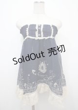 axes femme / シフォンマーメイド柄チュニ M 紺 Y-25-04-03-171-AX-OP-SZ-ZY