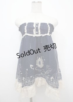 画像1: axes femme / シフォンマーメイド柄チュニ M 紺 Y-25-04-03-171-AX-OP-SZ-ZY