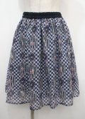 axes femme POETIQUE / フラワーフレームギンガムスカート M 紺 Y-25-04-03-173-AX-SK-SZ-OS