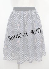 axes femme POETIQUE / フラワーフレームギンガムスカート M 紺 Y-25-04-03-173-AX-SK-SZ-OS