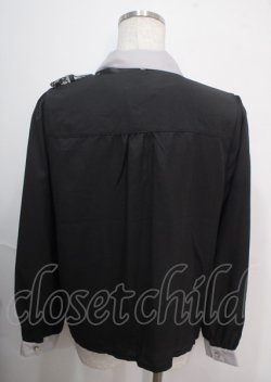 画像2: axes femme POETIQUE / レースフリルバイカラーブラウス M 黒 Y-25-04-03-017-AX-BL-SZ-ZY