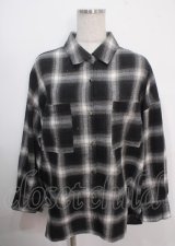 axes femme / チェック柄ロングシャツ M 黒 Y-25-04-03-018-AX-BL-SZ-ZY