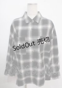 axes femme / チェック柄ロングシャツ M 黒 Y-25-04-03-018-AX-BL-SZ-ZI