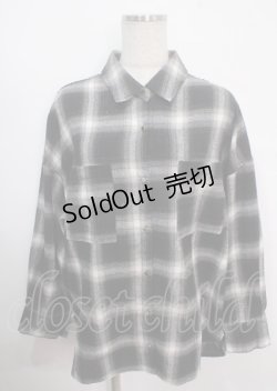 画像1: axes femme / チェック柄ロングシャツ M 黒 Y-25-04-03-018-AX-BL-SZ-ZI