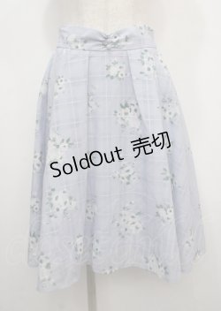 画像1: axes femme / ドビー素材花柄プリントスカート M サックス Y-25-04-03-183-AX-SK-SZ-ZY