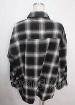 画像2: axes femme / チェック柄ロングシャツ M 黒 Y-25-04-03-018-AX-BL-SZ-ZY