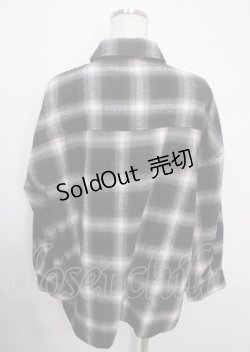 画像2: axes femme / チェック柄ロングシャツ M 黒 Y-25-04-03-018-AX-BL-SZ-ZI