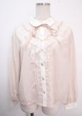 axes femme POETIQUE / レースフリルバイカラーブラウス M ピンク Y-25-04-03-019-AX-BL-SZ-ZY