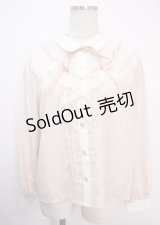 axes femme POETIQUE / レースフリルバイカラーブラウス M ピンク Y-25-04-03-019-AX-BL-SZ-ZY