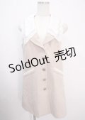 axes femme POETIQUE / レース襟ロングベスト M ベージュ Y-25-04-03-024-AX-TO-SZ-ZY
