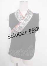 Qutie Frash / 着物衿ノースリーブトップス  黒 Y-25-04-03-026-QU-TO-SZ-ZY