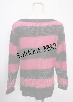 画像2: ALGONQUINS / ラメボーダーダメージニット  ピンク×ブラック Y-25-04-03-027-AL-TO-SZ-ZT314
