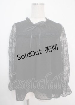 画像1: axes femme / ドットドビーシフォンブラウス M 黒 Y-25-04-03-031-AX-BL-SZ-ZY
