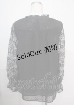 画像2: axes femme / ドットドビーシフォンブラウス M 黒 Y-25-04-03-031-AX-BL-SZ-ZY