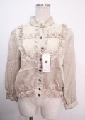 axes femme / サテン裾デザインブラウス M ベージュ Y-25-04-03-035-AX-BL-SZ-ZY