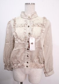 axes femme / サテン裾デザインブラウス M ベージュ Y-25-04-03-035-AX-BL-SZ-ZY