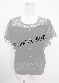画像1: axes femme / ビスチェ風フレア袖プルオーバー M 黒 Y-25-04-03-037-AX-BL-SZ-ZY