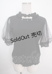 axes femme / スタンドフリルビジュープルオーバー M 黒 Y-25-04-03-038-AX-TO-SZ-ZY