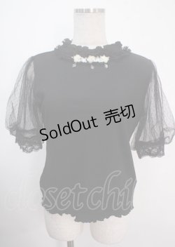 画像1: axes femme / スタンドフリルビジュープルオーバー M 黒 Y-25-04-03-038-AX-TO-SZ-ZY