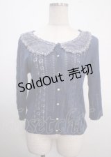axes femme / お花透かしカーディガン  青 Y-25-04-03-042-AX-TO-SZ-ZY