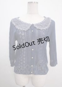 axes femme / お花透かしカーディガン  青 Y-25-04-03-042-AX-TO-SZ-ZY