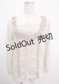 axes femme / ヒートカットリボン使いブラウス風プルオーバー M 生成り Y-25-04-03-043-AX-TO-SZ-ZY