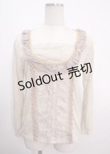 axes femme / ヒートカットリボン使いブラウス風プルオーバー M 生成り Y-25-04-03-043-AX-TO-SZ-ZY