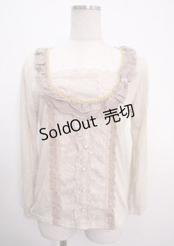 画像1: axes femme / ヒートカットリボン使いブラウス風プルオーバー M 生成り Y-25-04-03-043-AX-TO-SZ-ZY