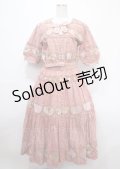 PINK HOUSE / フリル薔薇パッチワーク長袖ワンピース  ピンク Y-25-04-11-065-LO-OP-SZ-ZY