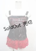 h.ANARCHY / 飛沫ptプリーツガーゼタンクトップ  黒×赤 Y-25-04-11-072-HN-TO-SZ-ZS