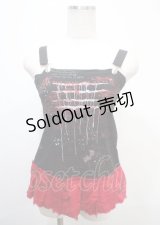 h.ANARCHY / 飛沫ptプリーツガーゼタンクトップ  黒×赤 Y-25-04-11-072-HN-TO-SZ-ZS