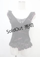 h.Jelly HONEY / ベルトデザインノースリーブトップス  黒×ピンク Y-25-04-11-073-HN-TO-SZ-ZS