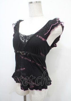 画像3: h.Jelly HONEY / ベルトデザインノースリーブトップス  黒×ピンク Y-25-04-11-073-HN-TO-SZ-ZY