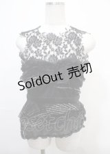 h.naoto Blood / ビスチェ風レース切替トップス  黒 Y-25-04-11-074-HN-TO-SZ-ZY