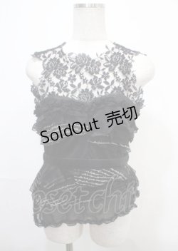画像1: h.naoto Blood / ビスチェ風レース切替トップス  黒 Y-25-04-11-074-HN-TO-SZ-ZY