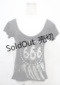 h.ANARCHY / ラメプリント背中開きカットソー  黒 Y-25-04-11-078-HN-TO-SZ-ZY