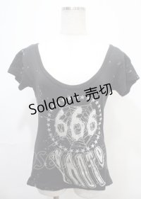 h.ANARCHY / ラメプリント背中開きカットソー  黒 Y-25-04-11-078-HN-TO-SZ-ZY