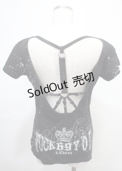 画像2: h.ANARCHY / ラメプリント背中開きカットソー  黒 Y-25-04-11-078-HN-TO-SZ-ZY