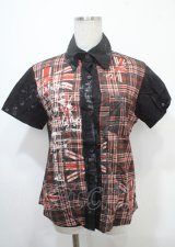 h.ANARCHY / チェック柄ユニオン半袖シャツ  黒×赤 Y-25-04-11-079-HN-BL-SZ-ZY