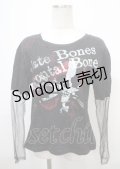 h.ANARCHY / 蜘蛛の巣レースメッシュスリーブカットソー  黒 Y-25-04-11-080-HN-TO-SZ-ZS