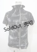 h.ANARCHY / しぶき×英字ptフダブルZIP半袖パーカー  黒 Y-25-04-11-089-HN-TO-SZ-ZS