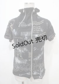 h.ANARCHY / しぶき×英字ptフダブルZIP半袖パーカー  黒 Y-25-04-11-089-HN-TO-SZ-ZS