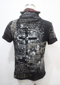 画像2: h.ANARCHY / しぶき×英字ptフダブルZIP半袖パーカー  黒 Y-25-04-11-089-HN-TO-SZ-ZY
