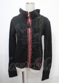 h.ANARCHY / 髑髏ptラメ入ハイネックニットパーカー  黒 Y-25-04-11-091-HN-TO-SZ-ZT213