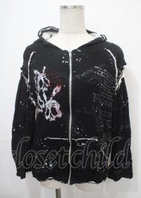 h.ANARCHY / うさぎスカル＆飛沫ptパーカー  黒 Y-25-04-11-092-HN-TO-SZ-ZS