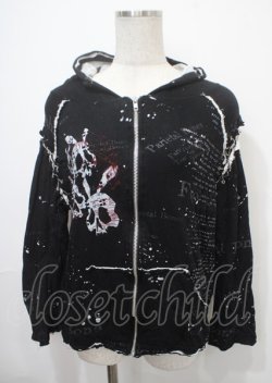 画像1: h.ANARCHY / うさぎスカル＆飛沫ptパーカー  黒 Y-25-04-11-092-HN-TO-SZ-ZY