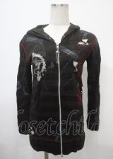 h.ANARCHY / ダメージ入背中あきボーダーニットパーカー  黒 Y-25-04-11-094-HN-TO-SZ-ZS
