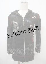 h.ANARCHY / ダメージ入背中あきボーダーニットパーカー  黒 Y-25-04-11-094-HN-TO-SZ-ZS